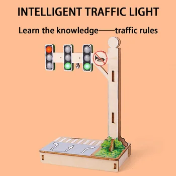 Интеллектуальный светофор DIY Ручной работы, Простое устройство, инструменты для научных физических экспериментов, мини-модели головоломок для светофоров