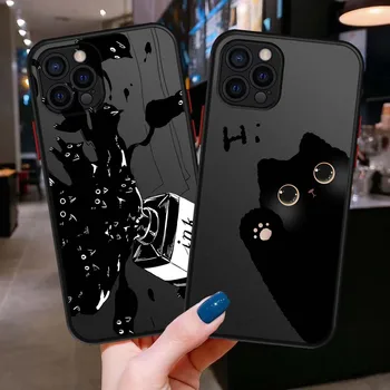 Интересный Чехол для телефона Black Cat для iPhone 13 14 11 12 Pro XS Max X XR 7 8 Plus SE 2020 13Pro 12Mini с Противоударным Матовым Покрытием