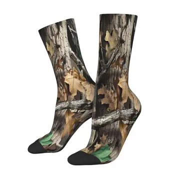 Камуфляжные носки лесного оттенка, мужские и женские осенние чулки Harajuku
