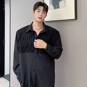 Корейская версия легкой рубашки в стиле пэчворк, мужской дизайн с длинными рукавами, нишевый темперамент, ощущение подвешивания, рубашка-пиджак