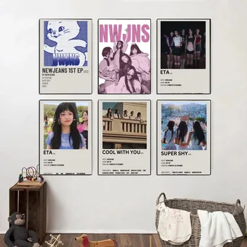 Корейская Популярная Девушка N-New Group jeans Плакаты Из Крафт-бумаги Винтажный Плакат Настенная Художественная Живопись Эстетическое Искусство Небольшого Размера наклейка на стену