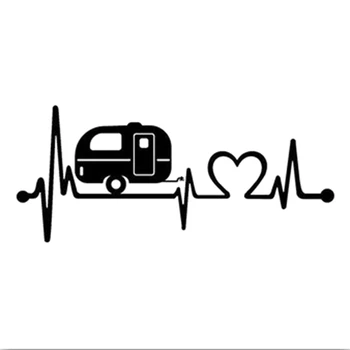 Креативная Автомобильная Наклейка Caravan Love Heartbeat Camper Наклейки На Окна Кузова Автомобиля Для Укладки Виниловые Наклейки PVC19cm X 8.3cm
