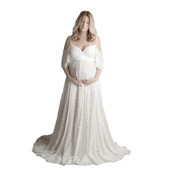 Кружевные платья для беременных для фотосессии, сексуальное платье для беременных с V-образным вырезом, реквизит для фотосъемки, Элегантное платье для беременных Макси для беременных