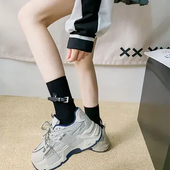 Летние тонкие дышащие женские носки в корейском стиле, короткие носки с поясом, носки с аксессуарами, хлопковые мягкие носки