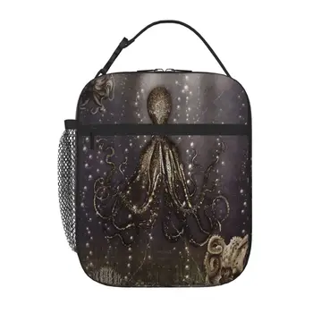 Логово осьминога - Старая фотография, сумка для ланча, Кавайная сумка, сумка для ланча, маленькая термосумка