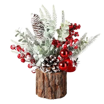 Маленькая рождественская елка, искусственная рождественская елка с рождественскими украшениями, сосновая шишка, настольная рождественская елка Прочный