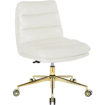 Мебель для дома Legacy, Современный мягкий офисный стул середины века с поворотом на 360 градусов, роскошная белая искусственная кожа