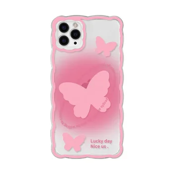 Милые девушки розовая бабочка арт Ретро Прозрачный Чехол Для Телефона iPhone 15 14 13 11 12 Pro Max Xs Max XR X 15 14 Plus Милый Чехол
