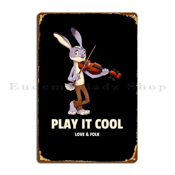 Милый Кролик, играющий на скрипке, Металлическая табличка, постер паба, создание кухни, Гаражный бар, Жестяная вывеска, постер