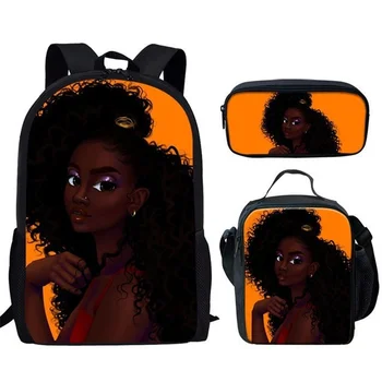 Милый рюкзак для девочек в африканском стиле, 3 шт./компл., школьная сумка для студентов, сумка для ручек, изолированная сумка для ланча, милый рюкзак для ноутбука для девочек, детский рюкзак для ноутбука