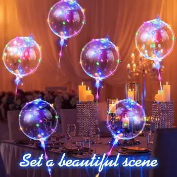 Многоразовые светодиодные шары Bobo с прозрачным гелием, светящиеся воздушные шары для вечеринок и свадеб, воздушные шары на День рождения, День Святого Валентина