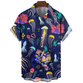 Мужская рубашка Унисекс с 3D принтом морских животных, Праздничная Повседневная рубашка с коротким рукавом, Свободная версия