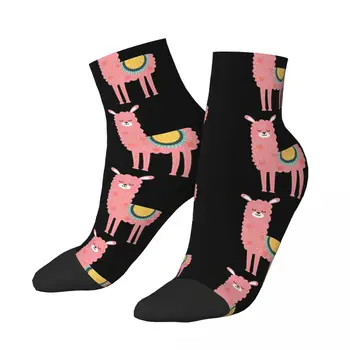 Мужские носки до щиколотки из клубничной ламы с животными Альпака Унисекс, новинка, бесшовный забавный подарок с низким носком с принтом