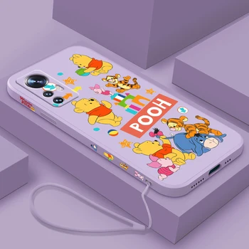 Мультфильм Disney Винни Пух Для Xiaomi Mi 13 12T 12S 12X 11i 11X 11T 10T 10S Lite Pro Ультра Жидкий Левый Веревочный Мягкий Чехол Для Телефона