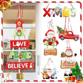 На двери висит приветственный знак, Веселое Рождественское украшение, Баннер со списком дверей, Настенная табличка, Подвесной орнамент для вечеринки, Санта-Клаус, Снеговик