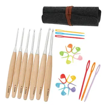 Набор деревянных спиц для вязания, Набор крючков для вышивания, деревянные спицы для вязания, набор для вязания крючком
