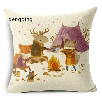 Наволочка из хлопка и льна с изображением животного лисы для пар, подушка для стула в скандинавском стиле, домашняя наволочка