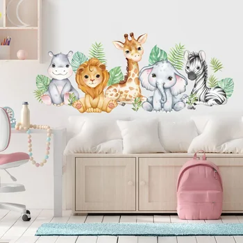 Наклейки на стену с животными-Львами, украшение детской комнаты, Декоративный Мультяшный Декор для домашнего интерьера, Наклейка на липучке, детское Искусство