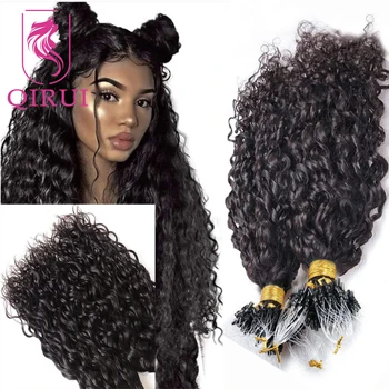 Наращивание человеческих волос Micro Loop Спирально Вьющиеся натуральные Бразильские волосы Remy MicroLink Пучки волос для чернокожих женщин