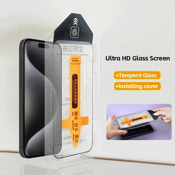 Новое 8-каратное олеофобное закаленное стекло для iPhone 15 14 13 12 11 Pro Max 15 Plus XS XR с защитным покрытием для экрана без пыли