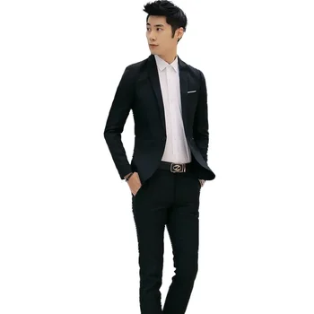 Новый универсальный тренд мужской моды, индивидуальный деловой костюм-двойка, Корейская версия мужского костюма Slim Fit