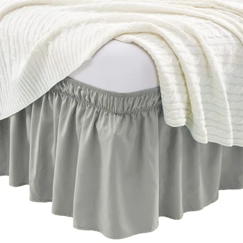 Оберните вокруг кровати юбку с оборками от пыли, белую /серую для кроватей размера King Queen Twin, Регулируемый эластичный пояс, без морщин, можно стирать в машине