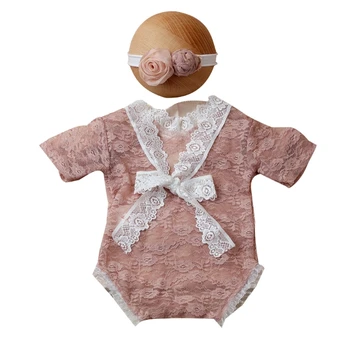 Одежда для фотосъемки новорожденных Реквизит для фотосъемки Новорожденных Девочек Кружевной комбинезон для новорожденных
