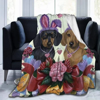 Одеяло для собак-сосисок из таксы с розовыми цветами, супер Мягкие теплые одеяла для постельного белья, диван-кушетка, легкий фланелевый плюш