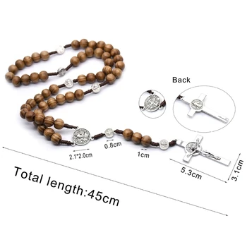Ожерелье-четки ручной работы из круглых бусин для мужчин с подвеской в виде креста Иисуса, католические религиозные ювелирные изделия, подарки, прямая поставка