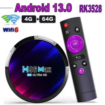 Оригинальный H96 MAX RK3528 TV Box Android 13 Rockchip 3528 Четырехъядерный Медиаплеер 8K Wifi6 BT5.0 2GB 16GB Google Voice Телеприставка