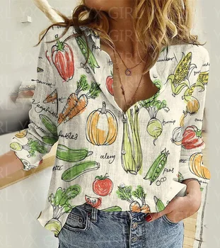 Повседневная рубашка с растительным принтом, рубашка на пуговицах с 3D-принтом, женская повседневная уникальная уличная одежда