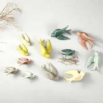 Подвесной кулон в форме 3D Птицы, Керамический Подвесной кулон в форме 3D птицы, Настенные поделки, украшения, Настенные украшения, домашний декор