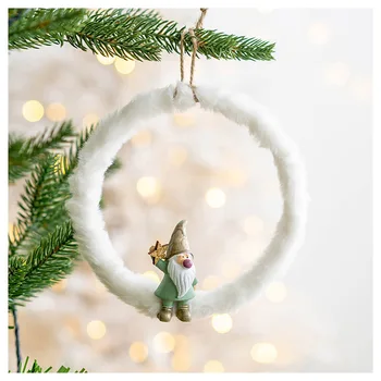 Подвесные подвески на Рождественскую елку белого цвета со звездами, круглые поделки с веревкой из мешковины для украшения рождественской вечеринки
