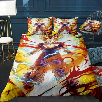 Пододеяльник Gohan Dragonball Удобное одеяло Дизайн домашнего декора Универсальный комплект постельных принадлежностей Постельное белье + наволочка 3шт