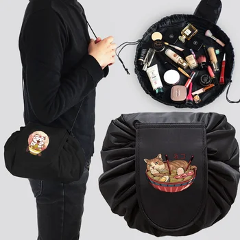 Портативные женские сумки для макияжа на шнурке, дорожная косметичка, органайзер для туалетных принадлежностей, водонепроницаемая косметичка для мытья посуды с рисунком кота