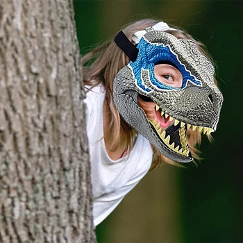Праздничная маска динозавра на Хэллоуин, маска Велоцираптора, маска динозавра Тираннозавра, маска взрослого животного, костюмы для косплея, Латексная маска, реквизит для детского подарка