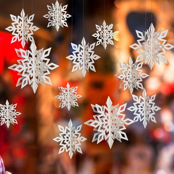 Принадлежности для свадебной новогодней вечеринки Украшение Рождественской елки Домашний Декор Настенные Украшения из перламутровой блестящей бумаги 3D Снежинки