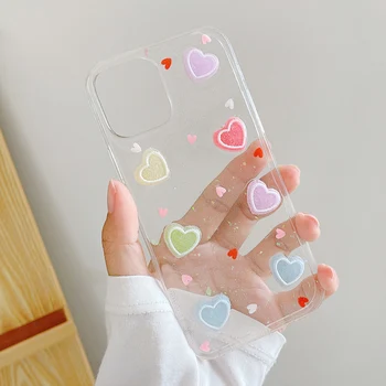 Прозрачный чехол для телефона Candy Love Heart для iPhone 12 Mini 12 11 Pro Max X XS XR 7 8 Plus Милая прозрачная мягкая задняя крышка