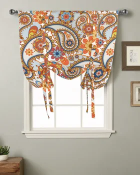 Ретро-занавеска с цветочным узором Пейсли для гостиной, римские шторы для кухни, кафе, короткие шторы на завязках