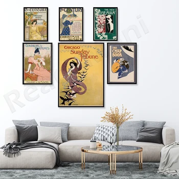 Ретро-плакаты для обложек журналов, ретро-рекламные плакаты, рекламные принты, настенное искусство с цветами, модное художественное оформление стен
