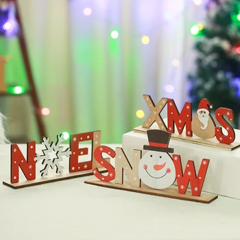 Рождественская деревянная табличка с буквами, Рождественский снеговик-табличный знак, деревянное украшение Рождественского стола, долговечный