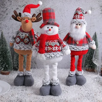 Рождественская Телескопическая Кукла 2023 Милый Лось Кукла Санта Клаус Высокая Шляпа Кукла Украшение Окна Веселый Рождественский Подарок С Новым Годом 2024