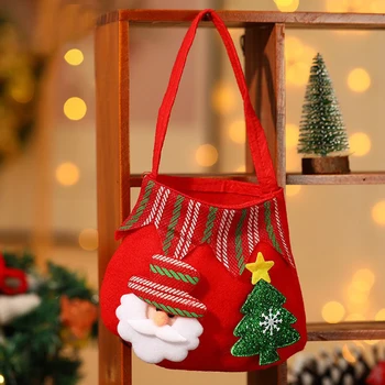 Рождественские сумки на шнурке, ткань из флока, Рождественская вечеринка, Олени, Санта-Клаус, Снеговики, сумка для конфет, сумки для угощений, детские сумки
