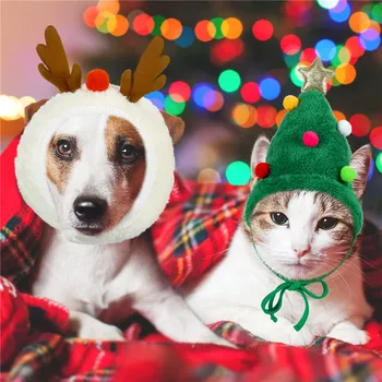 Рождественский Питомец, Милая Кошка, Собака, Шляпа Санта-Клауса, Головной Убор, Одежда, Рождественские Новогодние украшения для дома, Шапки для собак, Повязка на голову, принадлежности