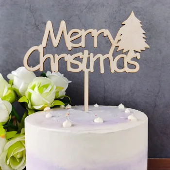 Рождественский цветной деревянный топпер для торта, Акриловый Топпер для торта в виде рождественской елки, Декор для праздничного торта, Принадлежности для Рождественской вечеринки