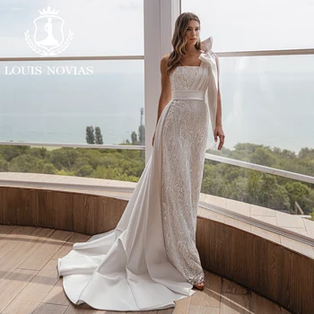 Свадебные платья Русалки LOUIS NOVIAS для женщин 2023 Невеста, Расшитая бисером, со Съемным шлейфом, Свадебное платье Vestidos De Novia