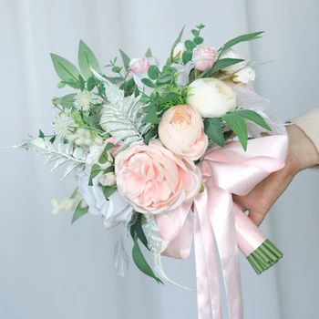 Свадебный букет невесты Искусственный цветок с лентой для украшения вечеринки Юбилея Церемонии Дня Святого Валентина