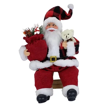 Сидящий Санта-Клаус Рождественские украшения Шеф-повар Кукла Санта-Клауса Рождественский Подарок на Новый Год Рождественская Елка Декор Украшения Красный