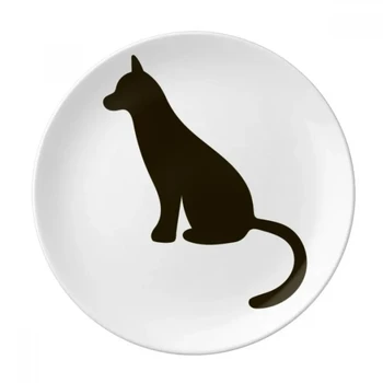 Силуэт черной кошки на Хэллоуин с изображением животных, Десертная тарелка, декоративный фарфоровый аксессуар для обеденного стола, настольный декор для дома