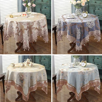 Скатерть из синели в европейском стиле, утолщенная прямоугольная скатерть, кисточки, Жаккардовая пылезащитная скатерть для обеденного стола